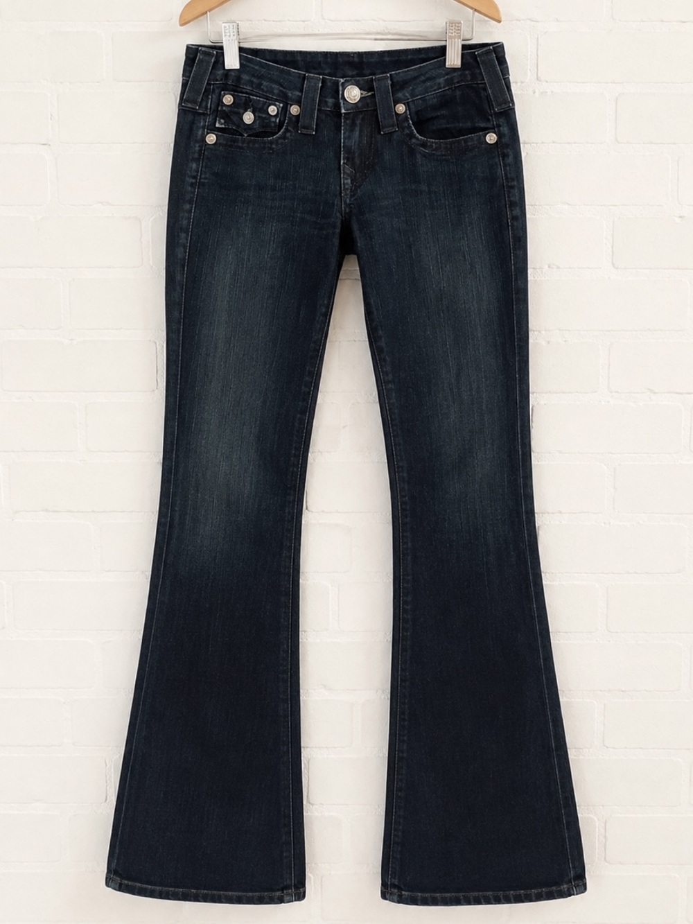 True Religion Y2K Becky Flare Jeans Low Rise Stretch USA Sz 28 - Picture 3 of 16